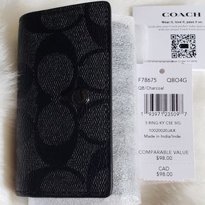 Coach Five Ring Key Case In Signature Canvas